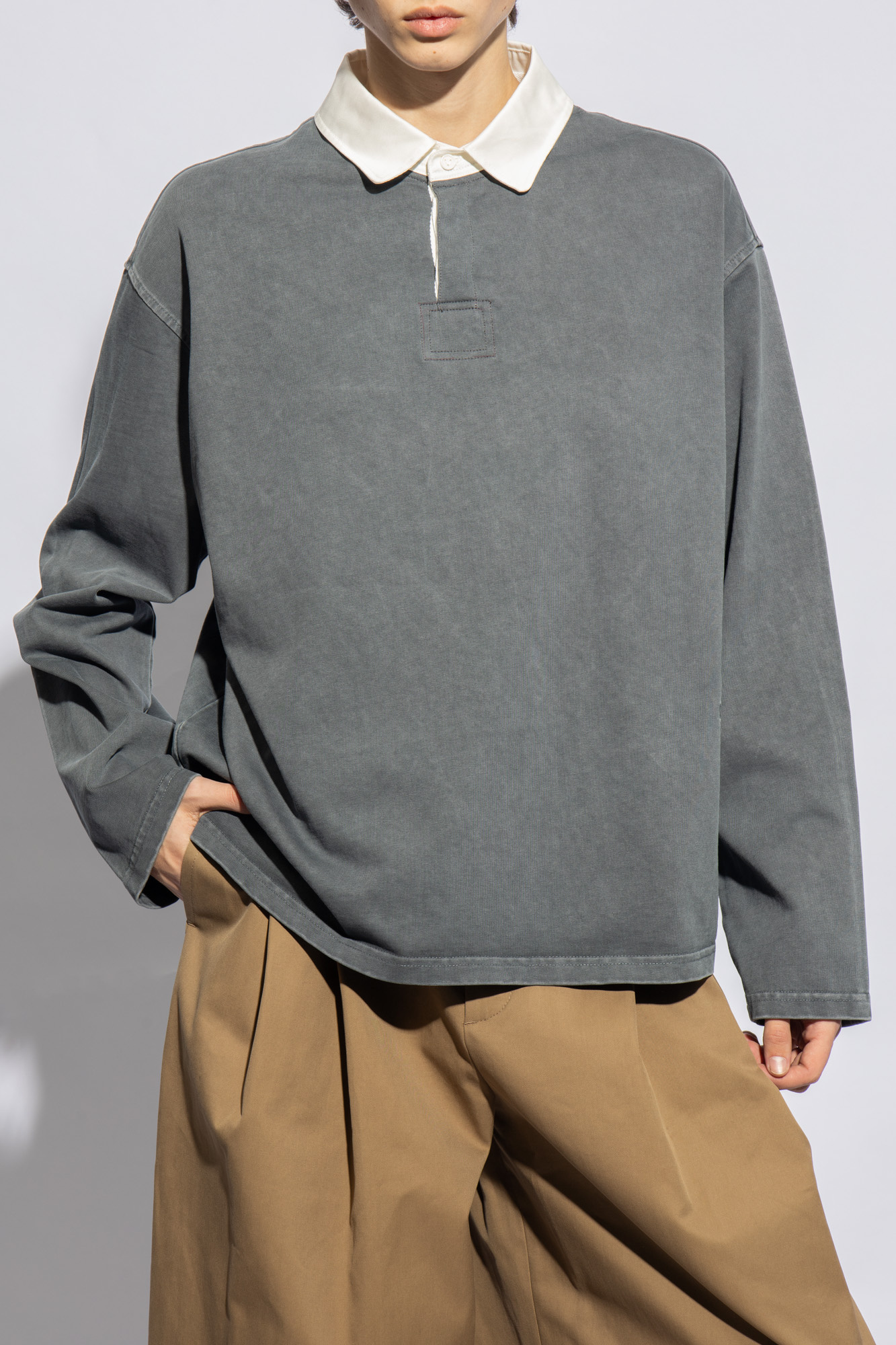 Tシャツ・カットソー BOTTEGA VENETA Grey wool polo shirt Wool polo shirt | NET-A-PORTER